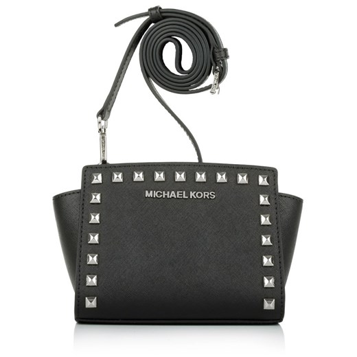 "MICHAEL Michael Kors Selma Stud Mini Messenger Black torebki czarny" fashionette szary na ramię