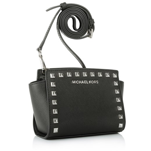 "MICHAEL Michael Kors Selma Stud Mini Messenger Black torebki czarny" fashionette szary na ramię