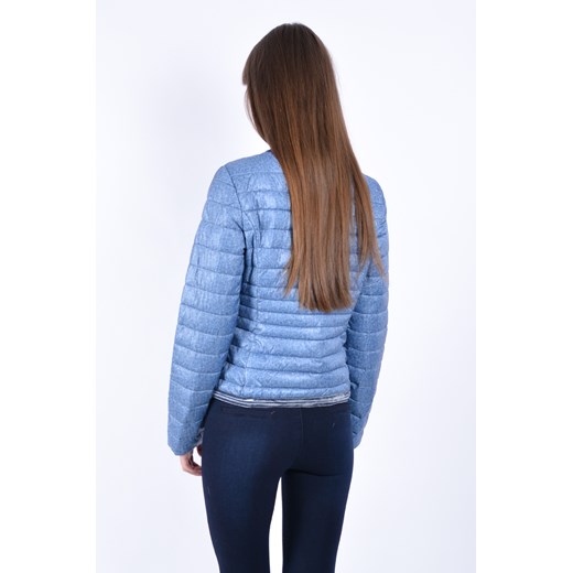 Kurtka pikowana na skośny zamek a'la jeans cocomoda-pl niebieski jeans