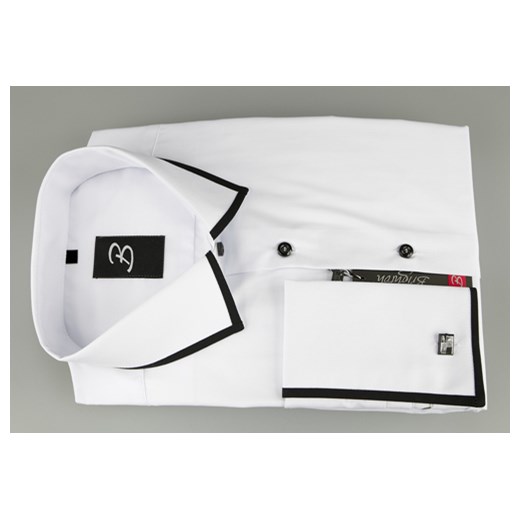 Brighton koszula biała na spinki 38 182/188 Slim krzysztof-pl szary koszule