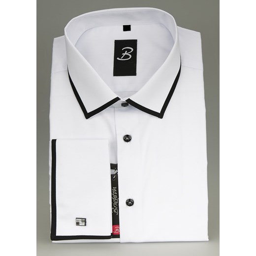 Brighton koszula biała na spinki 38 182/188 Slim krzysztof-pl bialy bawełna