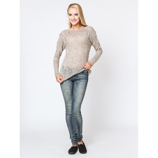 SWETER AŻUROWY yups szary jesień