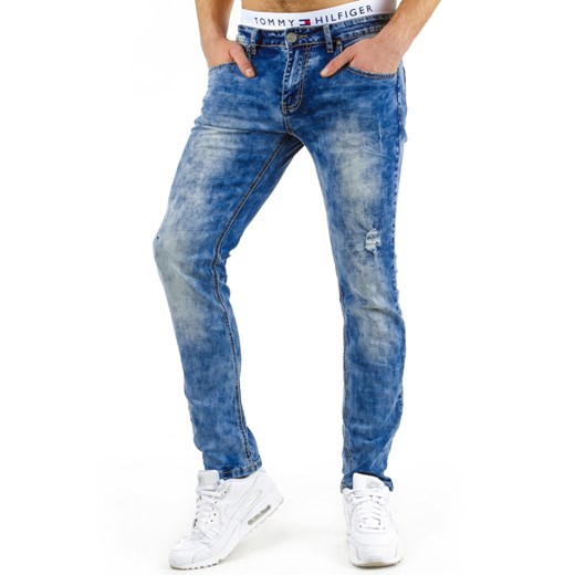 Spodnie jeansowe męskie (ux0567) dstreet niebieski wiosna