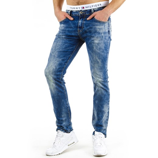 Spodnie jeansowe męskie (ux0570) dstreet bialy wiosna