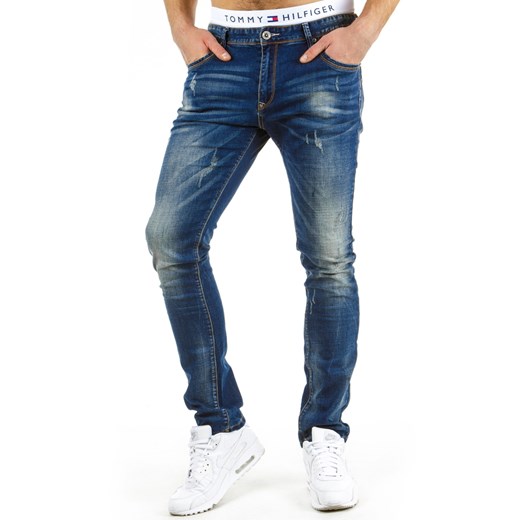 Spodnie jeansowe męskie (ux0585) dstreet bialy wiosna