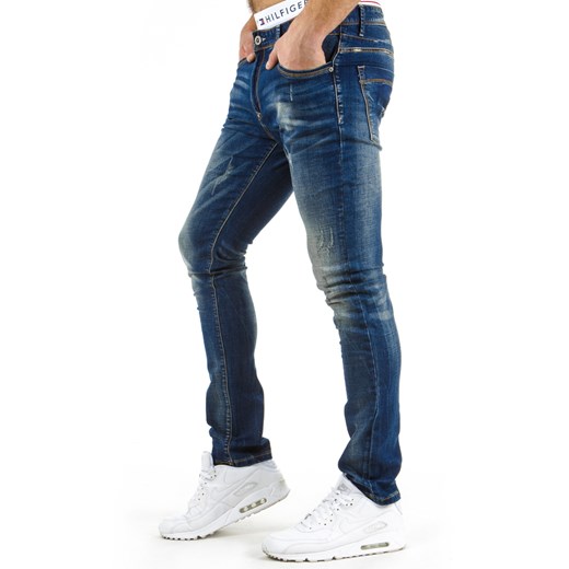 Spodnie jeansowe męskie (ux0585) dstreet bialy casual