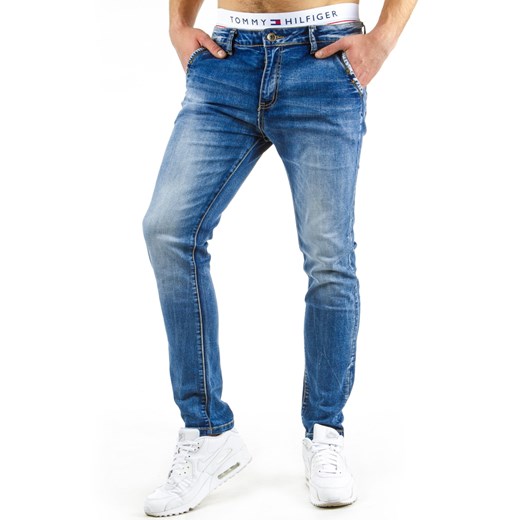 Spodnie jeansowe męskie (ux0573) dstreet niebieski wiosna