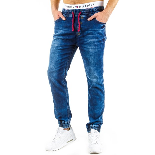 Spodnie joggery męskie (ux0607) niebieski  S DSTREET