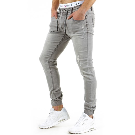 Joggery jeansowe szare (ux0611)  bialy s28 DSTREET