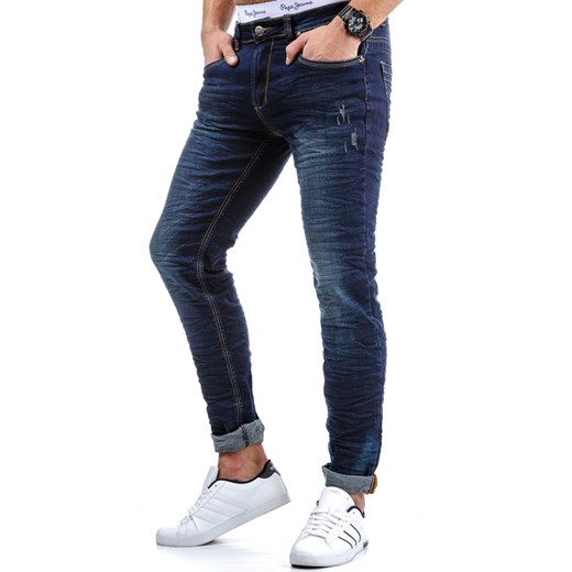 Spodnie jeansowe męskie granatowe (ux0085) bialy  s31 DSTREET