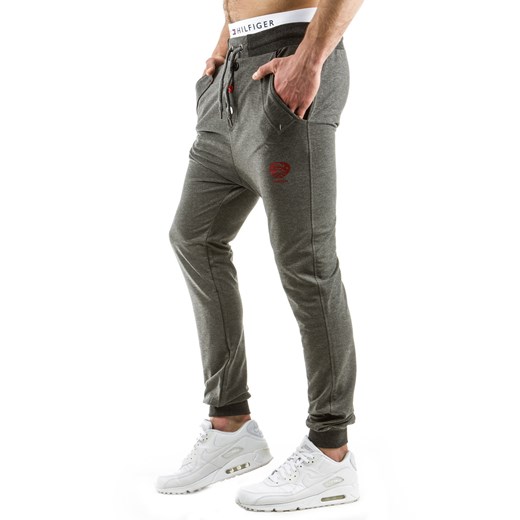 Spodnie męskie dresowe baggy antracytowe (ux0554) bialy  M DSTREET