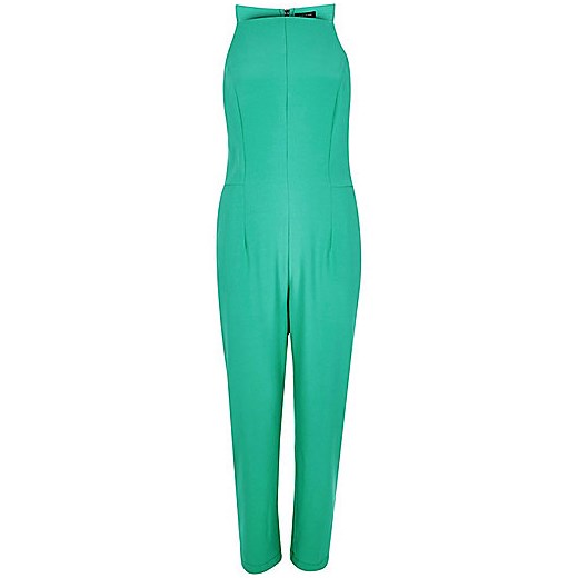 Green tailored racer back jumpsuit  River Island   