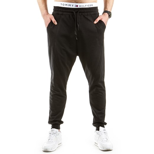 Spodnie męskie dresowe baggy czarne (ux0617)