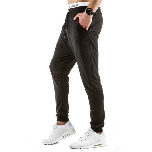Spodnie męskie dresowe baggy czarne (ux0617)