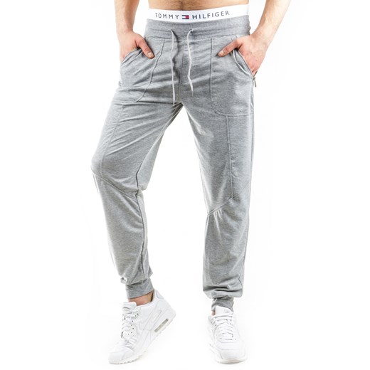 Spodnie męskie dresowe baggy szare (ux0627)