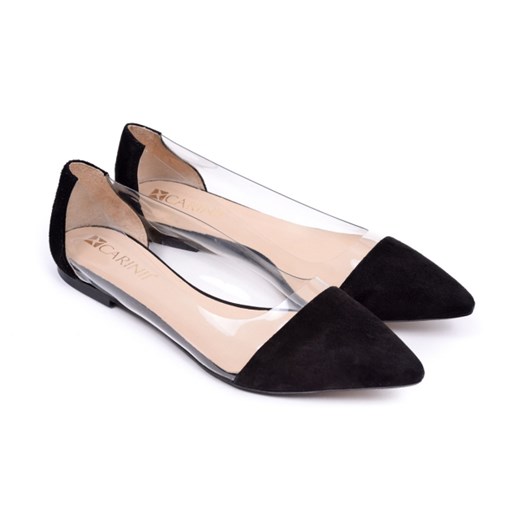 Baleriny damskie Carinii B2670-063 zamsz czarny Carinii bezowy 38 Aligoo