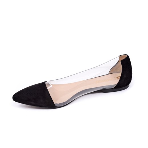 Baleriny damskie Carinii B2670-063 zamsz czarny Carinii bezowy 39 Aligoo