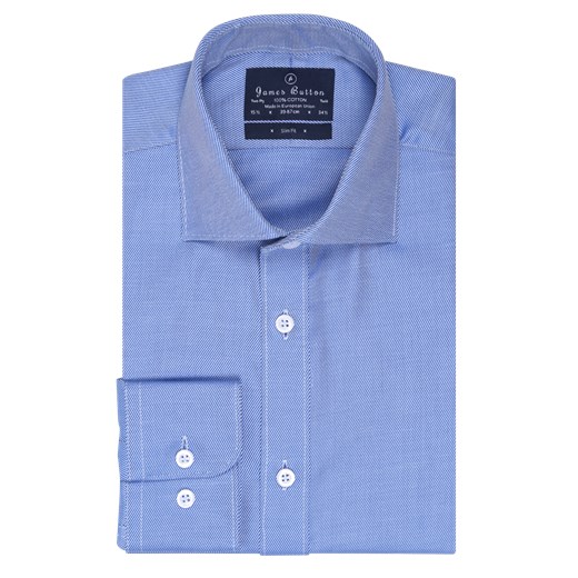 Deep Blue Two-Ply Cotton Luxury Twill Slim Fit Shirt