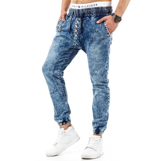 Spodnie joggery męskie granatowe (ux0671) Jeans niebieski S DSTREET