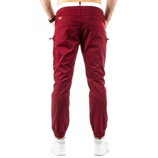 Spodnie męskie jogger chino bordowe (ux0653) czerwony  s29 DSTREET