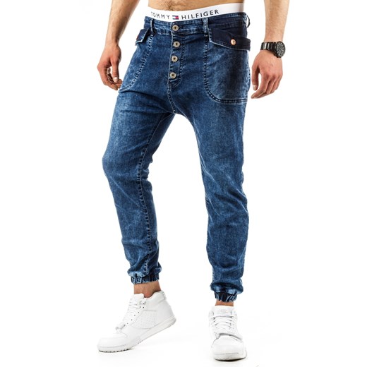 Spodnie joggery męskie granatowe (ux0669) Jeans granatowy S DSTREET