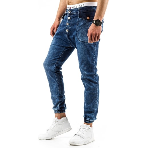 Spodnie joggery męskie granatowe (ux0669) Jeans granatowy S DSTREET