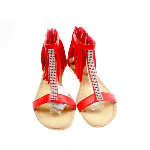 Sandałki damskie Boho czerwone czerwony Nowy  Family Shoes