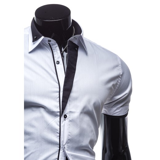Koszula męska elegancka z krótkim rękawem biała Bolf 4715
