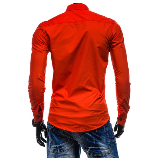 Czerwona koszula męska elegancka z długim rękawem Bolf 4786