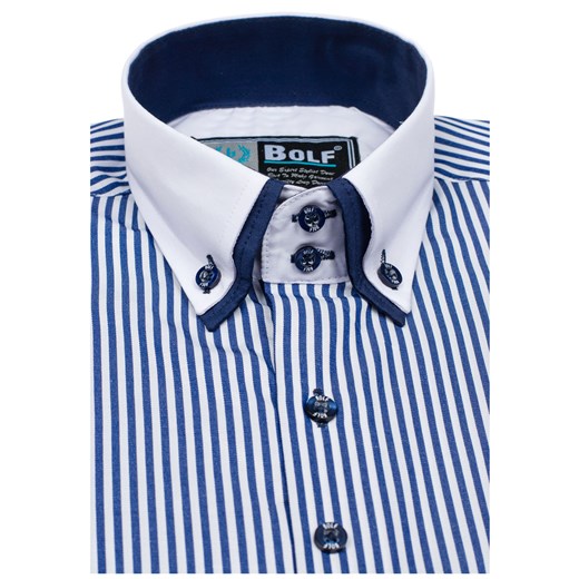 Niebieska koszula męska maklerka z długim rękawem Bolf 0909