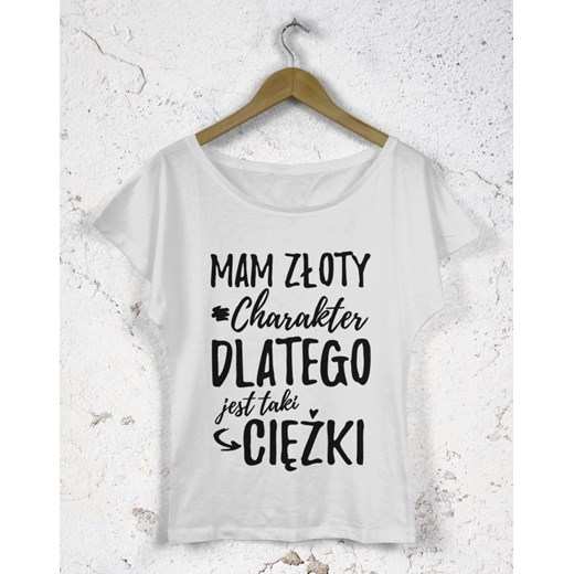 Koszulka damska z dekoltem Mam złoty charakter dlatego jest taki ciężki szary M dirtyshop.pl