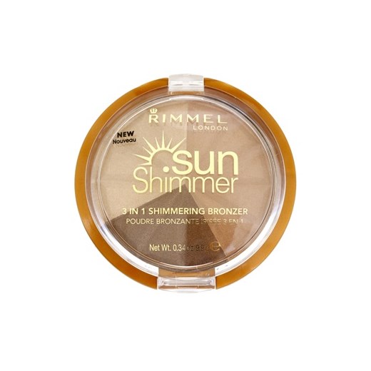 Rimmel Sun Shimmer 3 in 1 Shimmering Bonzer rozświetlający puder brązujący odcień 002 Bronze Goddess  9,9 g