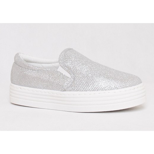 Trampki slip on na platformie /D1-2 Q271 Sx231/ Srebrne szary 39 pantofelek24.pl