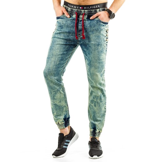 Spodnie joggery męskie (ux0690) Jeans zielony M DSTREET