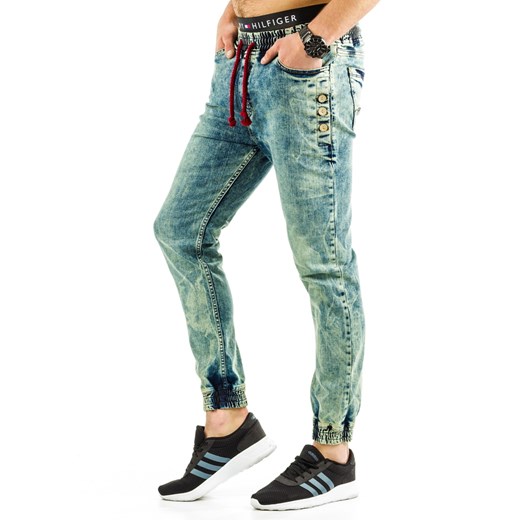 Spodnie joggery męskie (ux0690) Jeans mietowy M DSTREET
