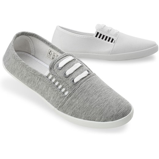 LEKKIE DAMSKIE TENISÓWKI MARYNARSKIE - SLIP ON - BIAŁY szary world-style.pl