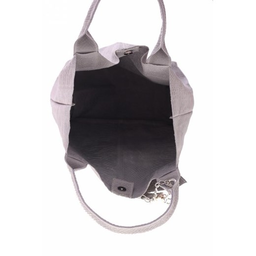 Shopperbag torebka Skórzana wzory 3D Jasno Szara (kolory) Genuine Leather czarny  PaniTorbalska