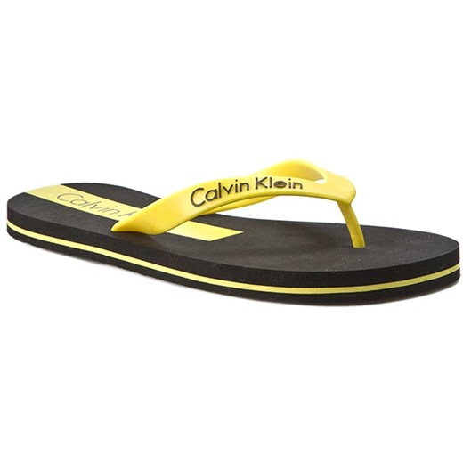 Japonki CALVIN KLEIN PLATINUM - Logo Tape Flip Flop K9MK034041 Black/Blazing Yellow CL3 Calvin Klein Platinum  41.5 eobuwie.pl