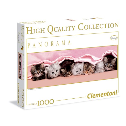 Clementoni, Koty pod kocykiem, Puzzle, 1000 elementów bialy Clementoni Spa smyk