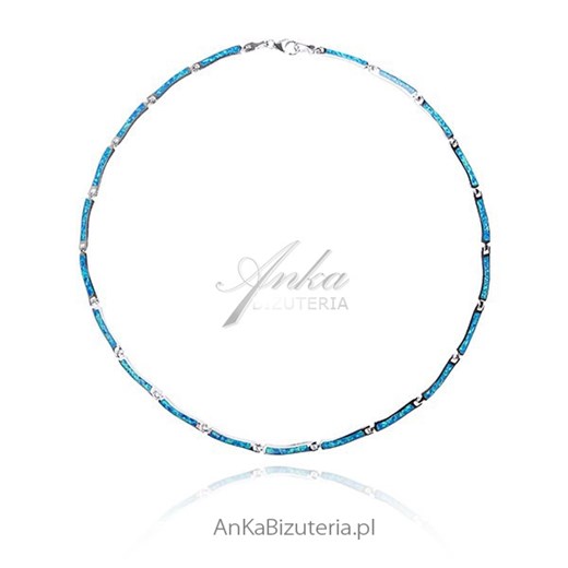 Biżuteria z opalem Naszyjnik srebrny z niebieskim opalem Elegancka biżuteria srebrna Anka Biżuteria ankabizuteria.pl