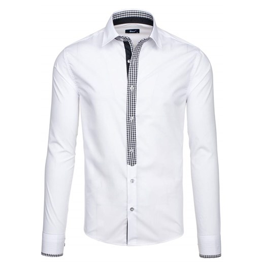 Koszula męska elegancka z długim rękawem biała Bolf 6873