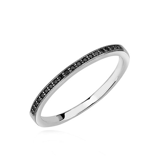 Srebrny delikatny pierścionek pr.925 cyrkonia czarna  Caviallo 10 caviallo.eu