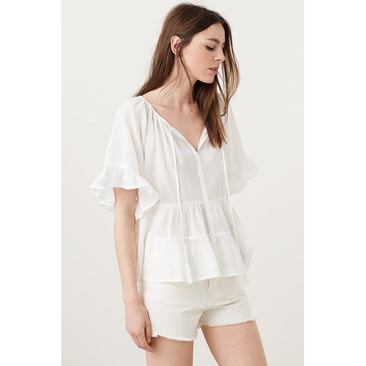 Mango - Top Ruffy bezowy Mango XS ANSWEAR.com