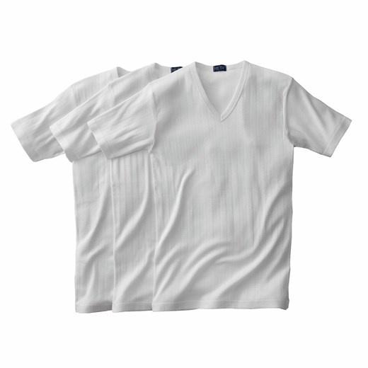 T-shirt z dzianiny ściągaczowej z dekoltem w serek i krótkim rękawem (3-pak)