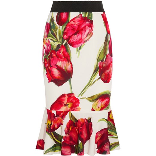 Fluted floral-print stretch-silk skirt Dolce & Gabbana   NET-A-PORTER