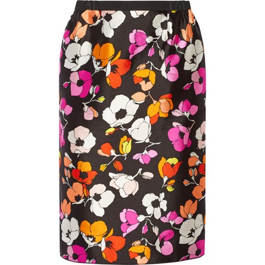 Floral-print silk and cotton-blend gazar skirt  Oscar De La Renta  NET-A-PORTER