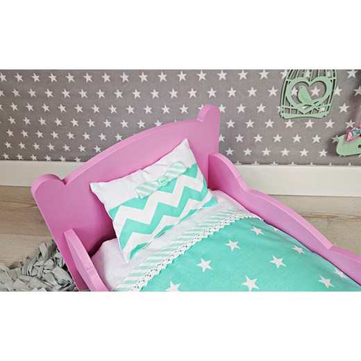 Duże różowe łóżeczko dla lalek + 4 częściowy komplet pościeli  Blue Flamingo OneSize kids.showroom.pl
