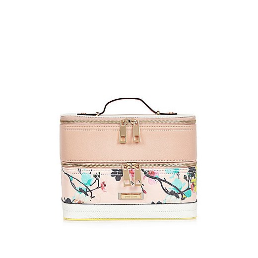 Pink floral print suitcase
