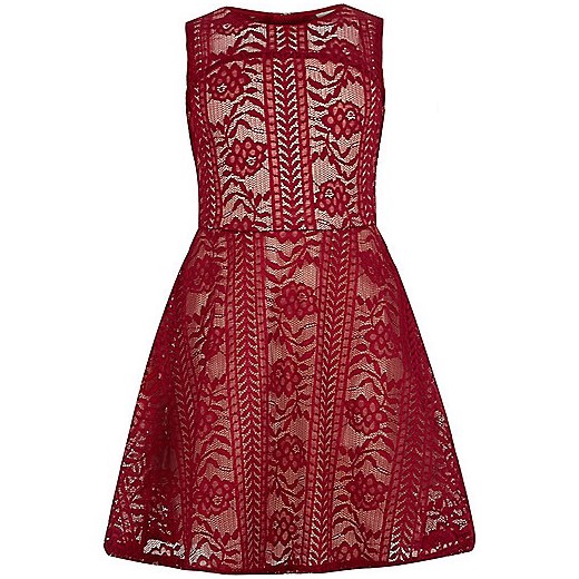 Girls red lace prom dress   River Island  
