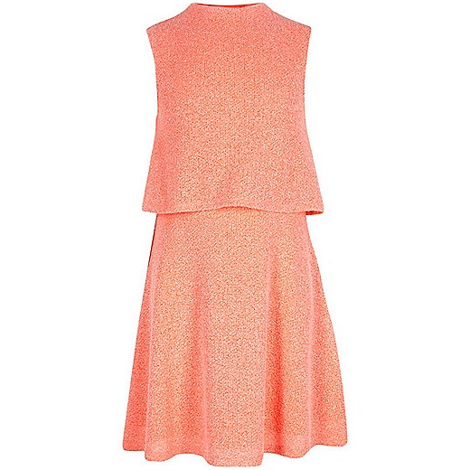 Girls pink double layer dress  River Island   